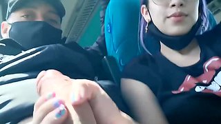 The wild girlfriend wants to get her pussy pounded right in the bus