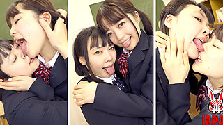 Nose Licking Between Girls in Uniform - Airi Tsukishi.ta Moans While Chiharu Miyazawa Runs Her Tongue Without Stopping