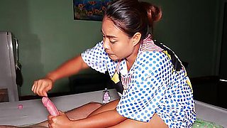 Amateur chubby Thai teen Cartoon massaging her clients saturated balls