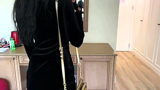 Velvet Dress Prostitute Eva's Blowjob and Cumshot