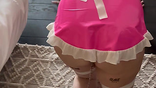 Maid in Latex with Anal Plug Leash