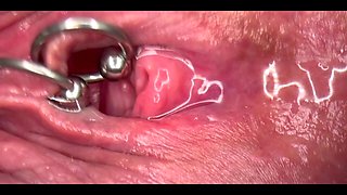 Really Close Up Macro my Pierced Clit and Pussy until get Very Wet and PEE go to inside my Pussy