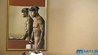 Rambo starts this scene covered in tattoos and finishes it