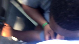 Chubby Gay Interracial Blowjob in Public