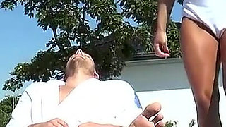 MILF Bunny Ass Fucked and Cumshot on Giant Tits by Huge Amateur Cock in Pool