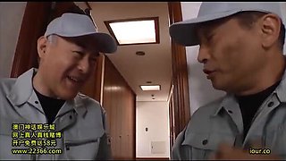 Hot Japanese Wife Fucked Hard in Doggystyle - Debt Collector Threesome with Cumshot
