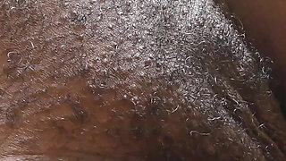 Beautiful Black Hairy Pussy Covered with Thick Cum
