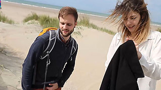French Vlog Bisexual Beach Outdoor Blowjob Sucking and Stroking with No Shame