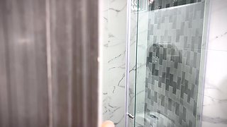 Cute asian girl pounds on his dick for a facial