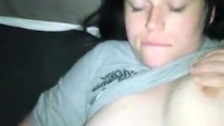 Drunken Blowjob then bust over tits