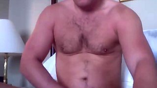 cub quickly shoots on chest and belly