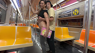 Student Girl Gets Cum on New York Subway Train.