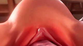3d animated chick gets a massive dick in her tiny vagina with a creampie ending