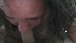 Ssbbw milf sits on Cock, sucks it and get fucked hard doggy style ,moans & get cum on her big boobs