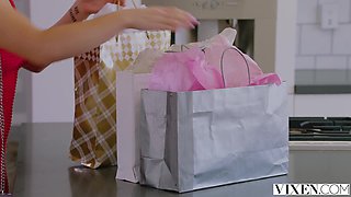 Horny blonde girls sharing his big cock in all poses