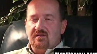 Round boy milks off and ejaculates on dinner plate