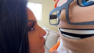 Sandy Love's Handjob Turns Striptease into a Cum-on-Tits Twerk Fest!