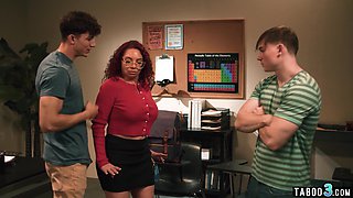Redhead MILF teacher double penetrated