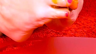 Barefoot Grimy on Fruit, I Trample You and Dominate You, Dominatrix Mary Rider Tramples Fruit as if It Were You.