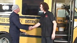 Blonde teen banged by bus driver in vintage video