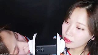 ASMR Snow Twin Ear Licking: Babe, Asian  Bongacams Porn