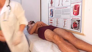 Hot nurse gives her patient a nice wet blowjob and then bends over inviting him to pound her pussy