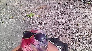 Outdoor Blowjob at the End of a Naked Hiking & Pee