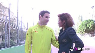 Brunette fingeres and licks female boss in office