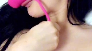 Blonde tight pussy babe solo toy fun in glamour masturbation