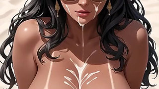 hot Indian woman on beach (Ai animation)