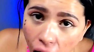 Hot Latina Slut Swallows a Big Cock Deep in Her Throat
