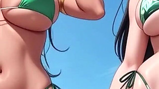 Desi Aunty Indian Dance on Beach (ai Animation)