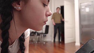 Submissive Brunette PAWG Gets Spanked, Deepthroated & Rough-fucked By Her Foster-parents In Wild FFM