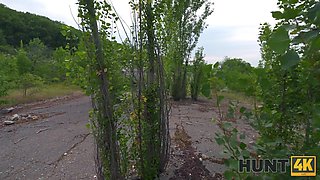 Skinny girl Eva takes a risk to fuck a stranger in public