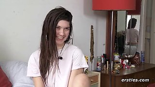 Ersties - Julia W inserts a butt plug before fingering herself