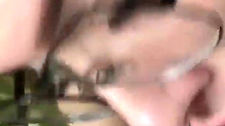 Slutty Secretary Gets Huge Cumshot on Glasses by the Boss