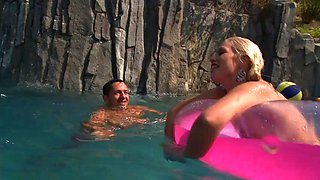 Asian babe goes wild with BBC at pool party