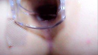 Black slut close up toy double