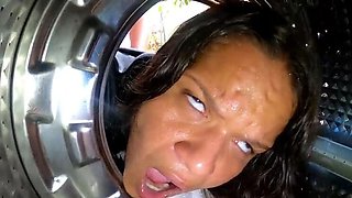 Latina Paty Bumbum gets stuck in washing machine - big dick Alex Lima can't resist fucking her