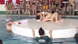 japanes micro bikini girl gameshow in pool