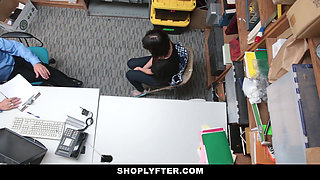 Shy Teen Penelope Reed Pounding the Security to Avoid Fine