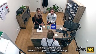LOAN4K. Family couple came to get a loan and wife decided to fuck with a manager right there