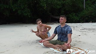 Meditation on the beach ended with a blowjob
