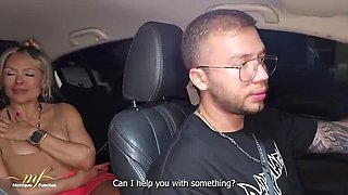 Hot Colombian MILF Monique Fuentes Gets Double Creampied by Uber Driver - Big Ass Latina Fuck in Car