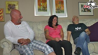 German married woman is shared with a strange man at casting