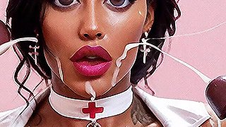 Hot Nurse in Gloryhole Club, Big Tits, Gloryhole Bukkake, Big Dick Sucking Cock