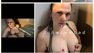 Quicky in the swimming pool I blow him in the locker room and he fucks me