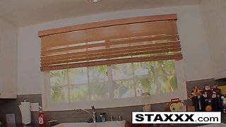 Rebellious blonde fucks her dad's new girlfriend