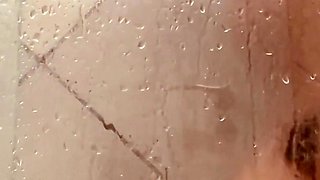 Girl Being Filmed While Taking a Shower, Showing off Her Hairy Pussy.