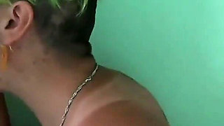 Cock sucking through gloryhole and swallow